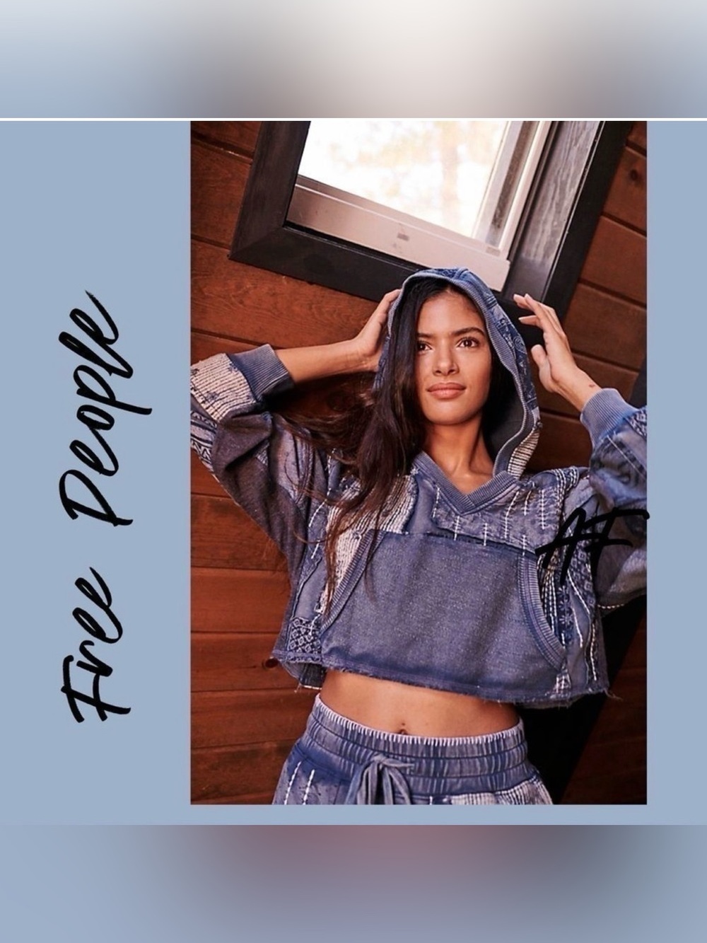 Free People Wander Away Pullover (hoodie) in Indigo-NWT S